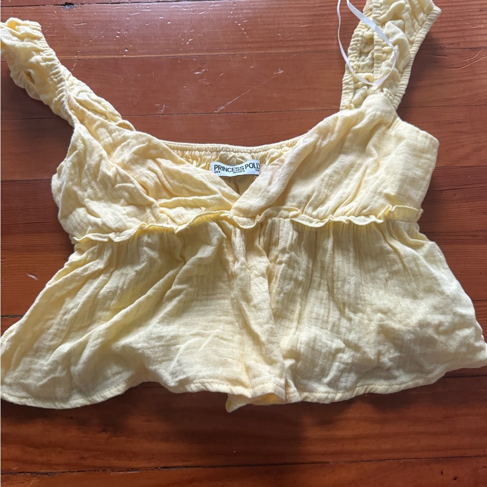 Princess Polly Contardo Short Sleeve Top Yellow.